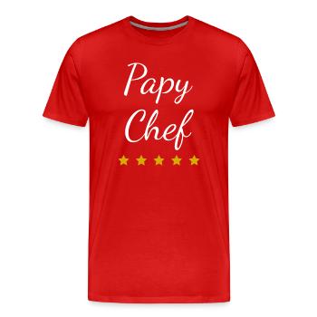 Papy Chef Étoiles - T-shirt bio Premium Homme - rouge - Devant - Damien (186cm)