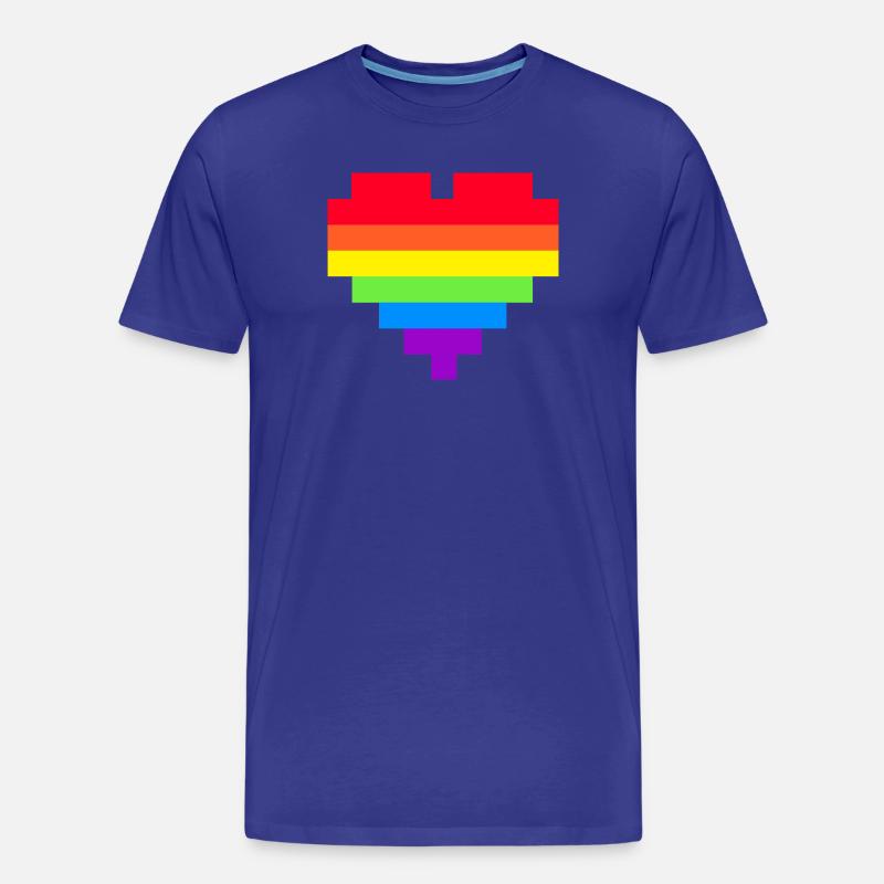 Pixel Herz Regenbogenfahne - Männer Premium Bio T-Shirt - Königsblau