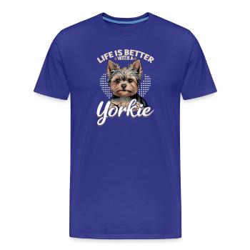 Yorkshire Terrier Yorkshire Race de chien Yorkshire - T-shirt bio Premium Homme - bleu roi - Devant - Damien (186cm)