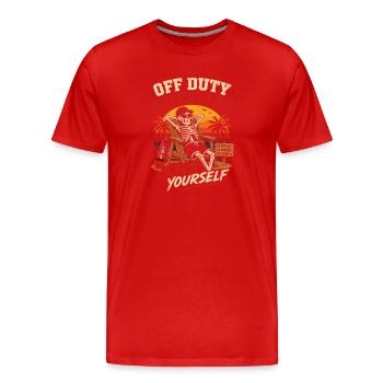 Off-Duty Lifeguard Strandhumor - Männer Premium Bio T-Shirt - Rot - Vorne - Damien (186cm)