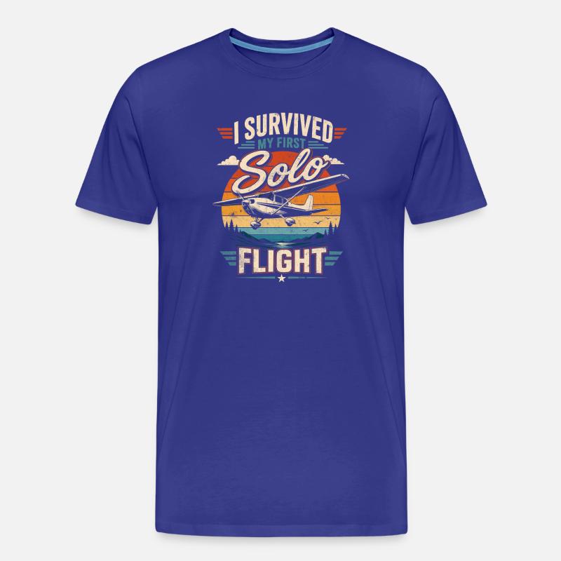 Ich überlebte meinen ersten Soloflug - Männer Premium Bio T-Shirt - Königsblau