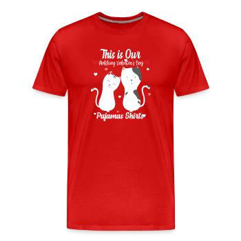 Valentine-Katzen-Pajama-Hemden - Männer Premium Bio T-Shirt - Rot - Vorne - Damien (186cm)