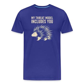 Mon modèle de menace t’inclut – Porc-épic - T-shirt bio Premium Homme - bleu roi - Devant - Damien (186cm)