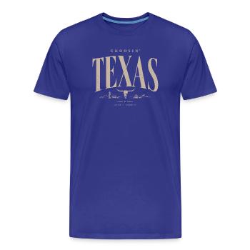 Texas Heritage Emblem Tee - Männer Premium Bio T-Shirt - Königsblau - Vorne - Damien (186cm)