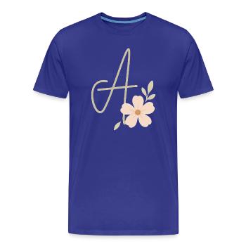 Monogram A Floral - Men's Premium Organic T-Shirt - royal blue - Front - Damien (186cm)