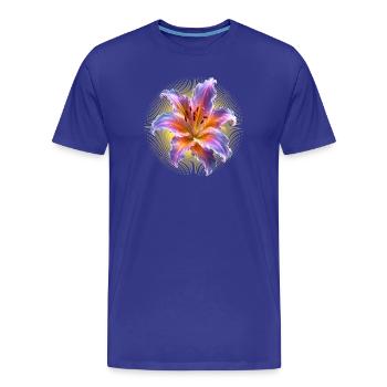 Motif d’art floral de lys lumineux - T-shirt bio Premium Homme - bleu roi - Devant - Damien (186cm)