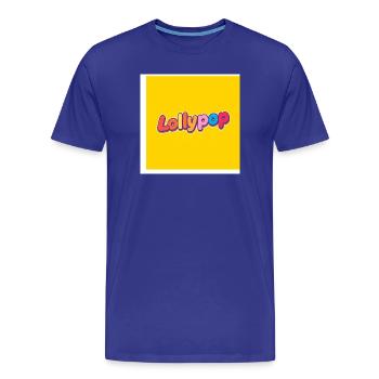 Typographie de l’arc-en-ciel à sucettes sur fond jaune - T-shirt bio Premium Homme - bleu roi - Devant - Damien (186cm)