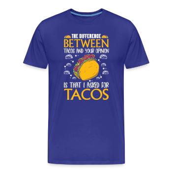 La différence entre les tacos - T-shirt bio Premium Homme - bleu roi - Devant - Damien (186cm)