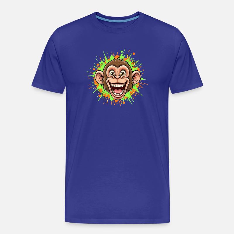 Lachender Affe Neon Splash - Männer Premium Bio T-Shirt - Königsblau