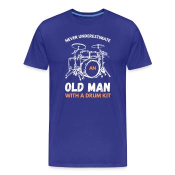Ne sous-estimez jamais un vieil homme avec une batterie - T-shirt bio Premium Homme - bleu roi - Devant - Damien (186cm)