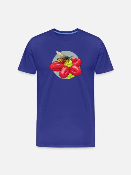 Red Flower Bees Balloon - Men's Premium Organic T-Shirt - royal blue