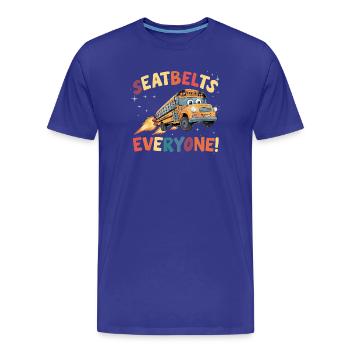 Vol de fusée du bus scolaire spatial - T-shirt bio Premium Homme - bleu roi - Devant - Damien (186cm)