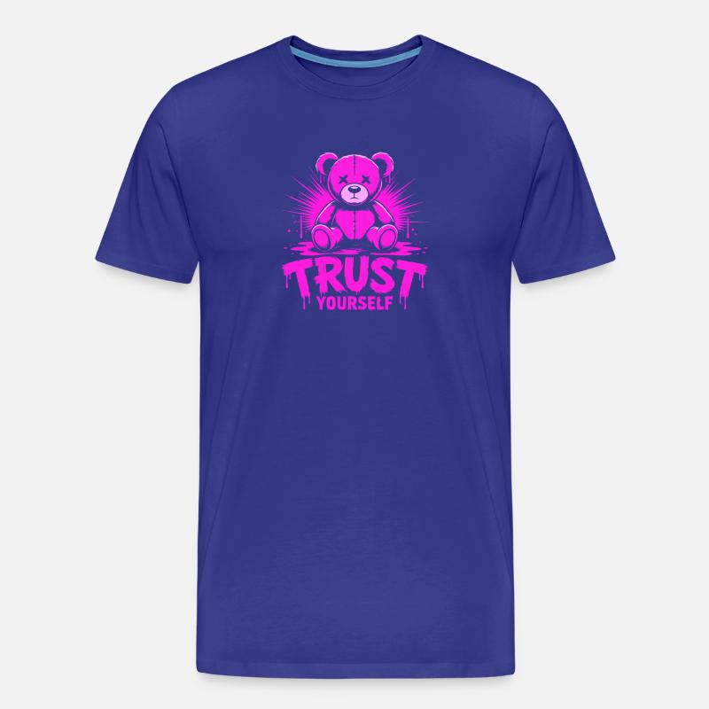 Trust Yourself Edgy Rosa Teddybär - Männer Premium Bio T-Shirt - Königsblau