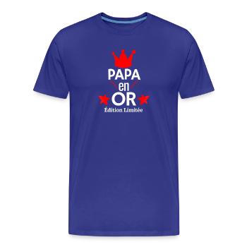 PAPA en OR Édition Limitée - T-shirt bio Premium Homme - bleu roi - Devant - Damien (186cm)