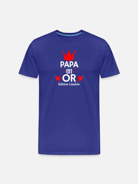 PAPA en OR Édition Limitée - T-shirt bio Premium Homme - bleu roi