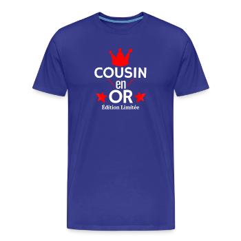 Cousin en OR Édition Limitée - T-shirt bio Premium Homme - bleu roi - Devant - Damien (186cm)