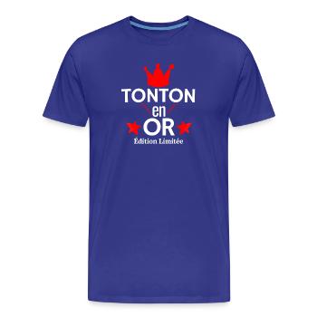 Tonton en OR Édition Limitée - T-shirt bio Premium Homme - bleu roi - Devant - Damien (186cm)