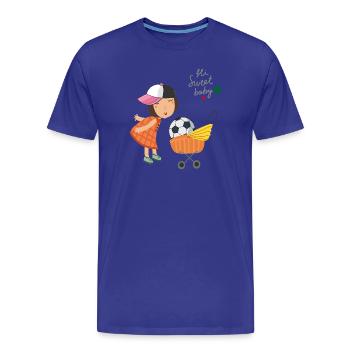 Petite fille avec un ballon de foot - T-shirt bio Premium Homme - bleu roi - Devant - Damien (186cm)