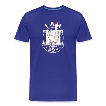 Anniversaire 40 Ans 39 Plus Doigt D'honneur - T-shirt bio Premium Homme - bleu roi - Devant - Damien (186cm)