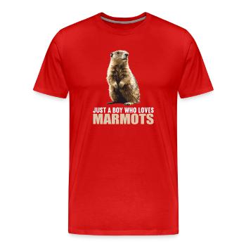 Marmots Groundhog - Men's Premium Organic T-Shirt - red - Front - Damien (186cm)