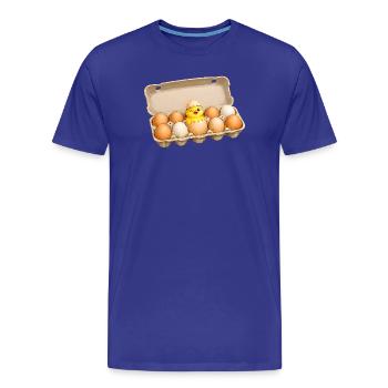 Cute Chick in Egg Carton Easter Motif - Men's Premium Organic T-Shirt - royal blue - Front - Damien (186cm)