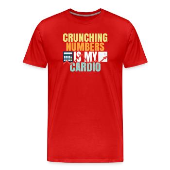 Zahlen zählen ist mein Cardio Crunching Numbers - Männer Premium Bio T-Shirt - Rot - Vorne - Damien (186cm)