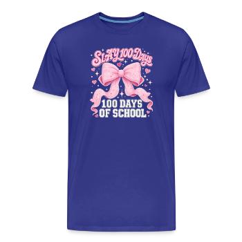 Coquette rose à nœud papillon Slay 100 Day School - T-shirt bio Premium Homme - bleu roi - Devant - Damien (186cm)