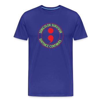 Sentence de survivant en prévention du suicide en point-virgule - T-shirt bio Premium Homme - bleu roi - Devant - Damien (186cm)