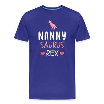 Nannysaurus Rex Cute Nanny Dinosaur - Men's Premium Organic T-Shirt - royal blue - Front - Damien (186cm)