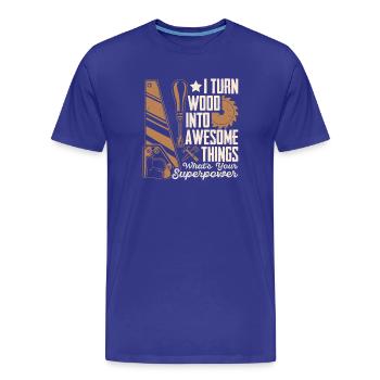 Holz in Großartiges verwandeln Handwerker DIY - T-shirt bio Premium Homme - bleu roi - Devant - Damien (186cm)