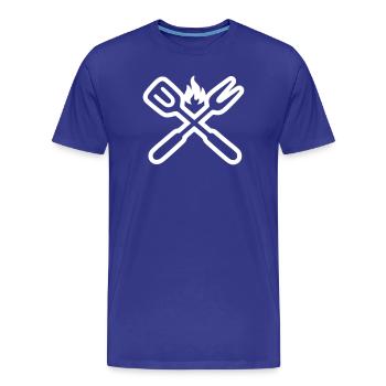 Grillbesteck Outline Grillmeister BBQ Crew - Männer Premium Bio T-Shirt - Königsblau - Vorne - Damien (186cm)