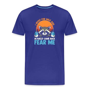 Papa raton laveur drôle revenu avec un panda déchet. - T-shirt bio Premium Homme - bleu roi - Devant - Damien (186cm)