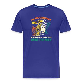 Papa raton laveur drôle revenu avec un panda déchet. - T-shirt bio Premium Homme - bleu roi - Devant - Damien (186cm)