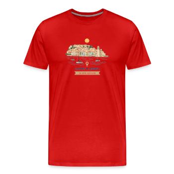 Collioure Côte Catalane - T-shirt bio Premium Homme - rouge - Devant - Damien (186cm)
