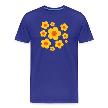 Sommerblüten Gelb-Orange Flower Power - Männer Premium Bio T-Shirt - Königsblau - Vorne - Damien (186cm)