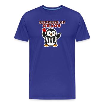 Funny Penguin Football Referee Soccer Sticker Art - Men's Premium Organic T-Shirt - royal blue - Front - Damien (186cm)