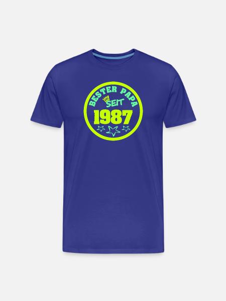 1987 Retro Neon Badge - Men's Premium Organic T-Shirt - royal blue