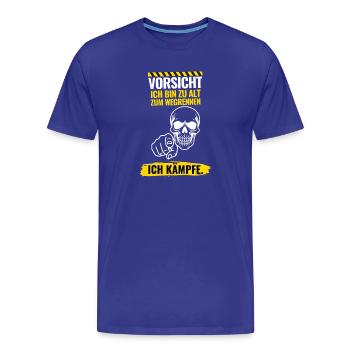 Vorsicht Ich bin zu alt zum Wegrennen - Männer Premium Bio T-Shirt - Königsblau - Vorne - Damien (186cm)