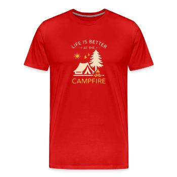 Life Is Better At The Campfire – Funny Camping  - Men's Premium Organic T-Shirt - red - Front - Damien (186cm)