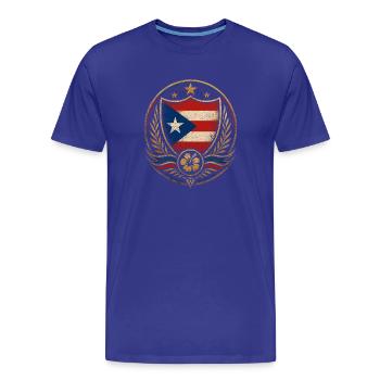 Puerto Rico Emblem Shield - Männer Premium Bio T-Shirt - Königsblau - Vorne - Damien (186cm)