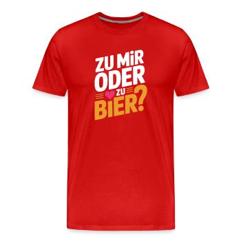 Bier Zu Mir Oder Zu Bier Flirt Single Party Malle - Männer Premium Bio T-Shirt - Rot - Vorne - Damien (186cm)