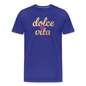 Dolce Vita Flower Blossom Gold Luxury Flower Quote - Men's Premium Organic T-Shirt - royal blue - Front - Damien (186cm)