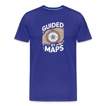 Carte topographique guidée par des cartes - T-shirt bio Premium Homme - bleu roi - Devant - Damien (186cm)