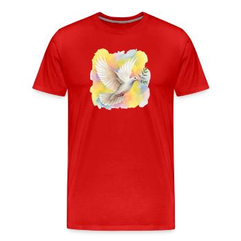 Dove of Peace - Men's Premium Organic T-Shirt - red - Front - Damien (186cm)