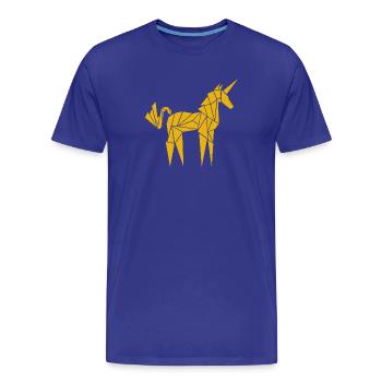 Origami-Einhorn - Männer Premium Bio T-Shirt - Königsblau - Vorne - Damien (186cm)