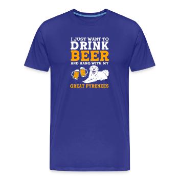 Chien des Pyrénées - T-shirt bio Premium Homme - bleu roi - Devant - Damien (186cm)