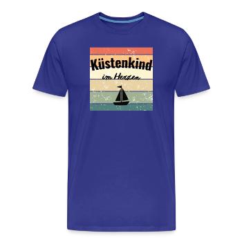 Küstenkind im Herzen Vintage - Männer Premium Bio T-Shirt - Königsblau - Vorne - Damien (186cm)