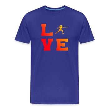 Idée cadeau pour le joueur de frisbee avec Frisbee - T-shirt bio Premium Homme - bleu roi - Devant - Damien (186cm)