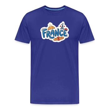 Aufkleber France Kawaii Croissant Paris - Männer Premium Bio T-Shirt - Königsblau - Vorne - Damien (186cm)