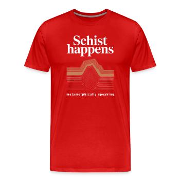 Schist Happens: Geologic Strata Art - Men's Premium Organic T-Shirt - red - Front - Damien (186cm)